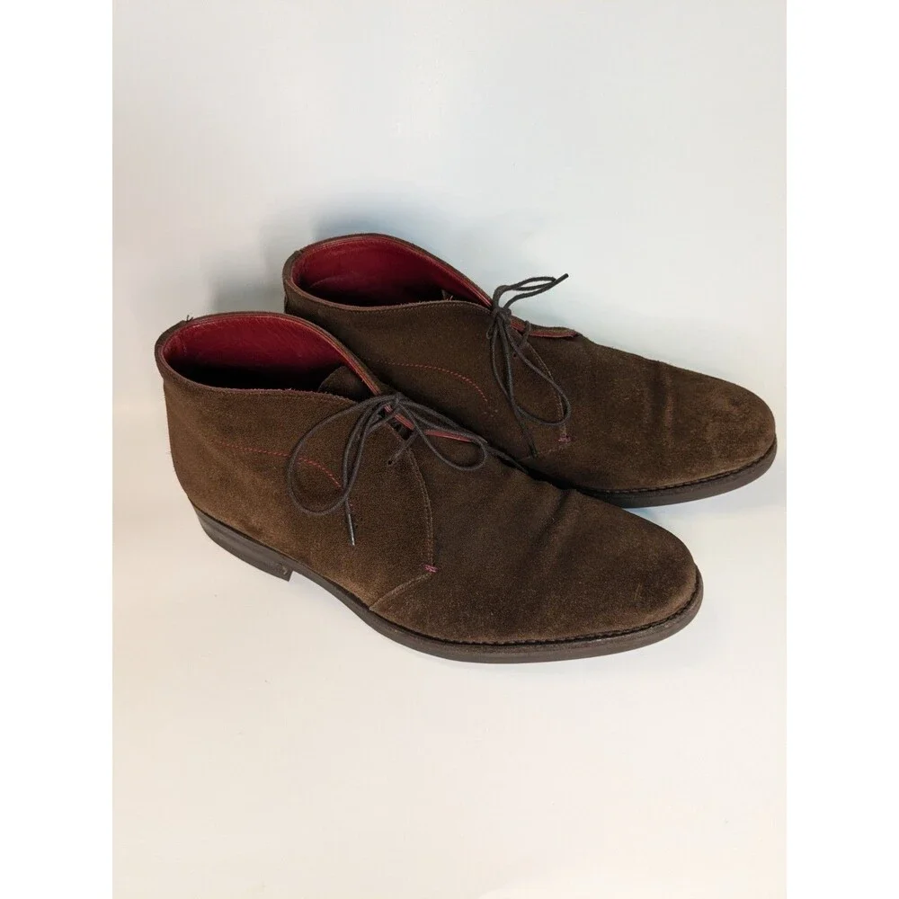 Artisan Suede Chukka Boot Men 10 Made in Spain Vibram Sole Leather Lining Brogue